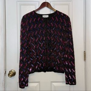 Vintage Papell Boutique Silk Sequin Jacket